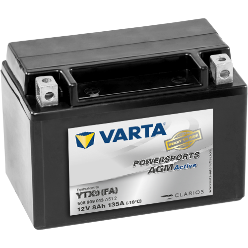 VARTA Powersports AGM ACTIVE YTX12-BS 10Ah Motorradbatterie 12V (DIN 51012)