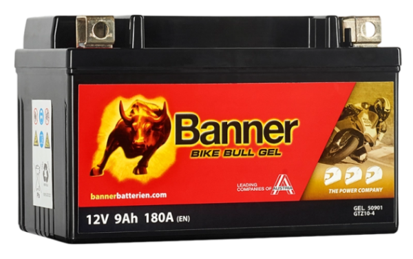 Banner BGTZ10-S Bike Bull GEL 50901 9Ah Motorradbatterie YTZ10S (DIN 50922)