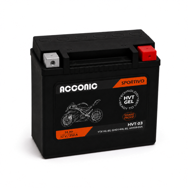 ACCONIC Sportivo HVT-03 Motorradbatterie 14Ah YTX14L-BS