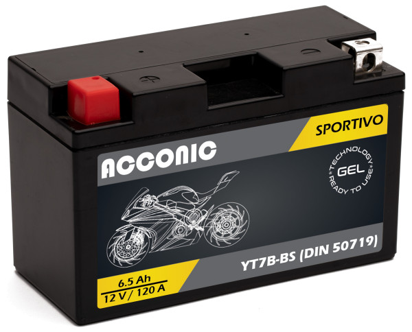 ACCONIC Sportivo GEL YT7B-BS Motorradbatterie 6,5 Ah 12V (DIN 50719)