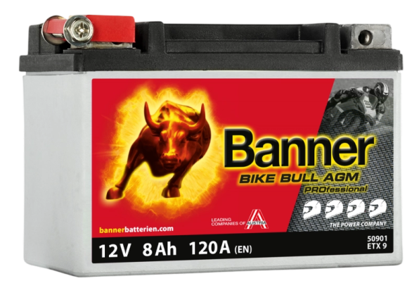 Banner ETX9 Bike Bull AGM PRO 50901 8Ah Motorradbatterie YTX9-BS (DIN 50812)