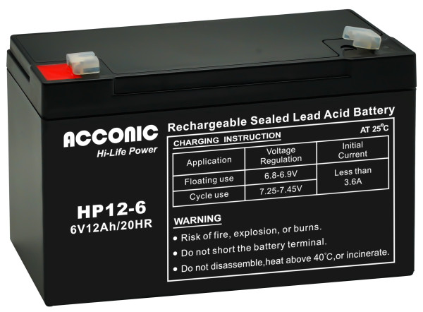 Acconic HP12-6 Hi-Life Power AGM 6V 12Ah Bleiakku