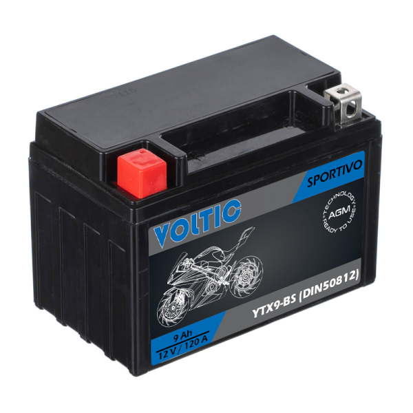 VOLTIC Sportivo AGM YTX9-BS Motorradbatterie 9Ah 12V (DIN 50812)