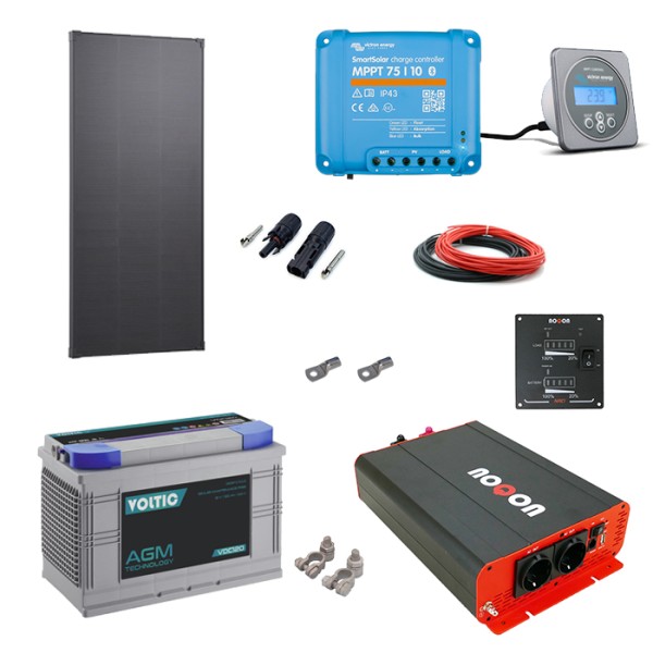 Solaranlage Set 110W mit Batterie 120Ah(AGM) und 1500W-Wechselrichter