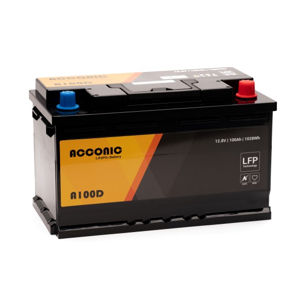 Acconic A100D LiFePO4 12V Lithium Versorgungsbatterie 100Ah DIN