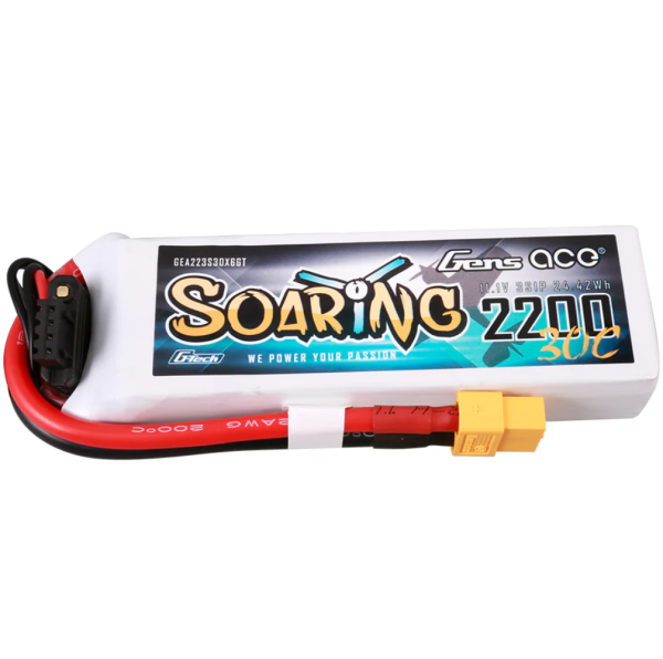 Gens ace 2200mAh 11.1V 30C 3S1P G-Tech Soaring Lipo Batterie mit XT60 Stecker GEA223S30X6GT