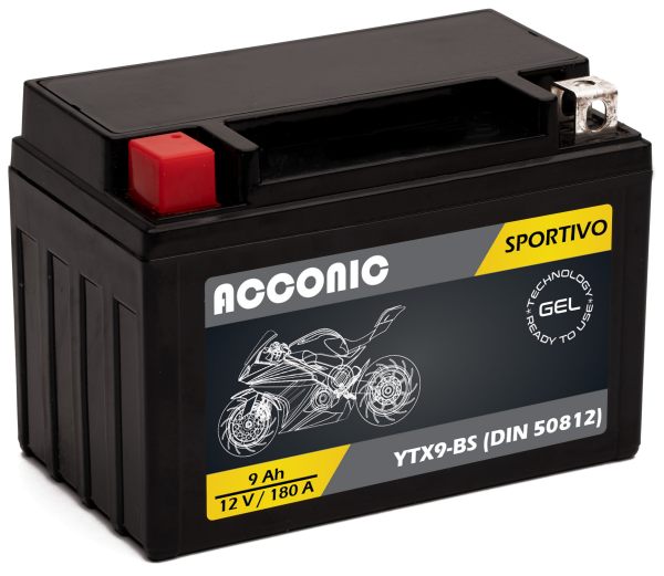 ACCONIC Sportivo GEL YTX9-BS Motorradbatterie 9 Ah 12V (DIN 50812)