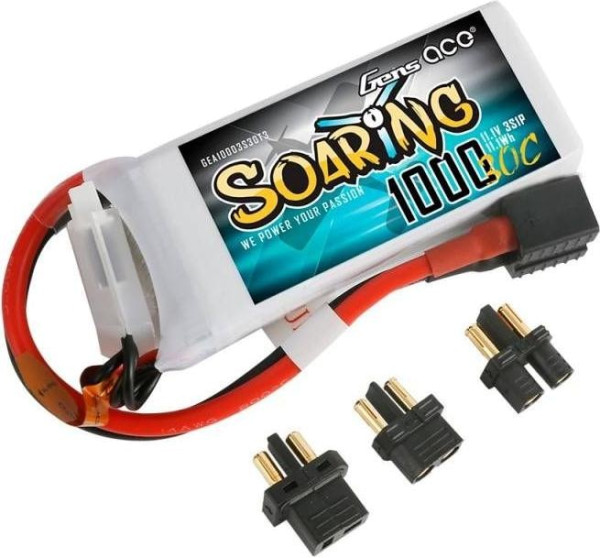 Gens ace 1000mAh 11,1V 30C 3S1P Soaring Lipo Akkupack mit EC3/XT60/T-Stecker GEA10003S30T3