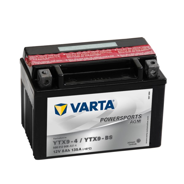  VARTA Powersports AGM YTX9-BS 8Ah Motorradbatterie12V (DIN 50812)