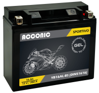 ACCONIC Sportivo GEL YB16AL-BS Motorradbatterie 16 Ah 12V DIN 51616