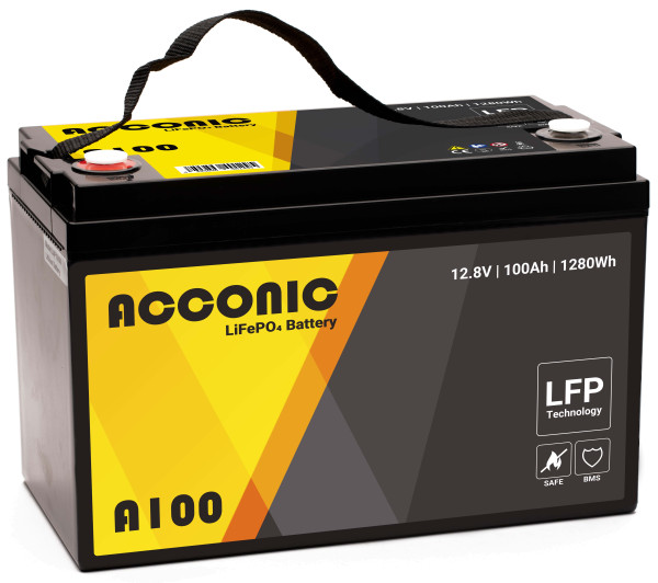 Acconic A100 LiFePO4 12V Lithium Versorgungsbatterie 100Ah