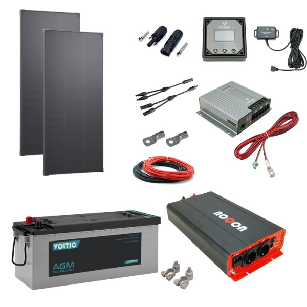 Solaranlage Set 260W mit Batterie 150Ah und 1500W-Wechselrichter