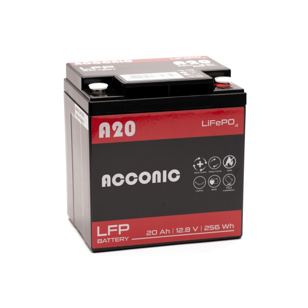 Acconic A20 LiFePO4 12V Lithium Versorgungsbatterie 20Ah