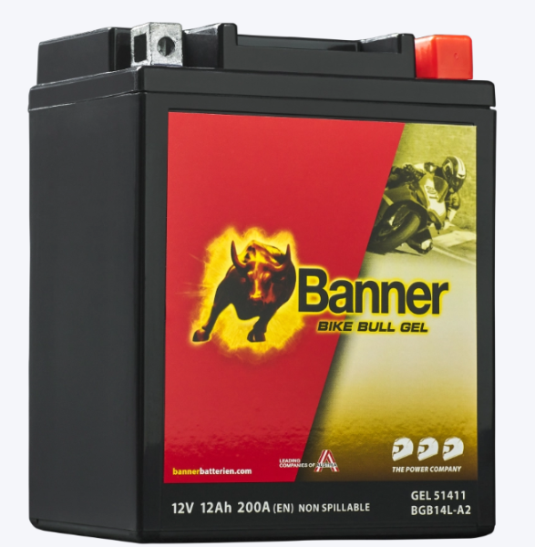 Banner BGB14L-A2 Bike Bull GEL 51411 12Ah Motorradbatterie YB14L-A2 (DIN 51411)