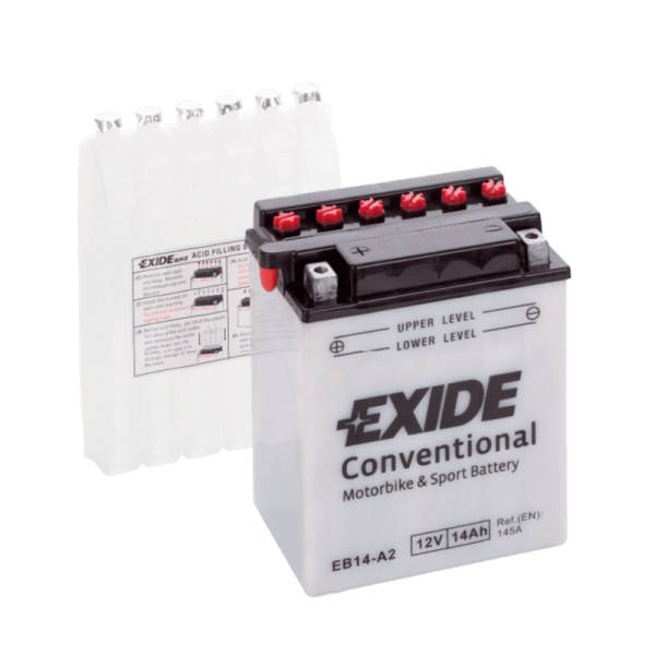 Exide EB14-A2 Conventional 14Ah Motorradbatterie (DIN 51412) YB14-A2
