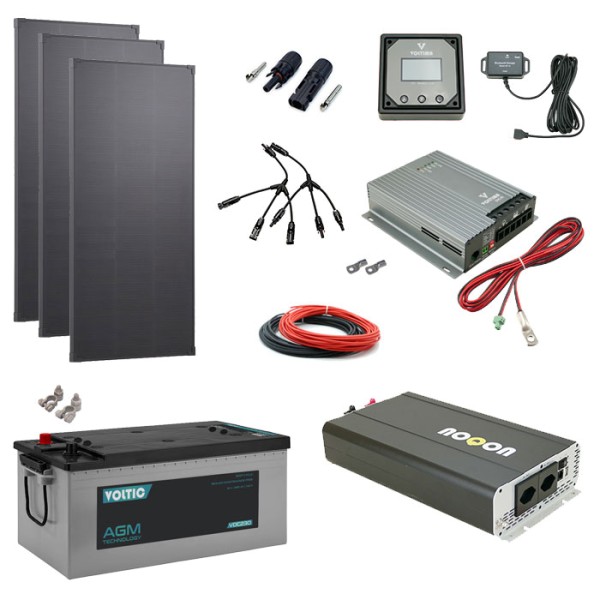 Solaranlage Set 390W mit Batterie 230Ah und 2000W-Wechselrichter