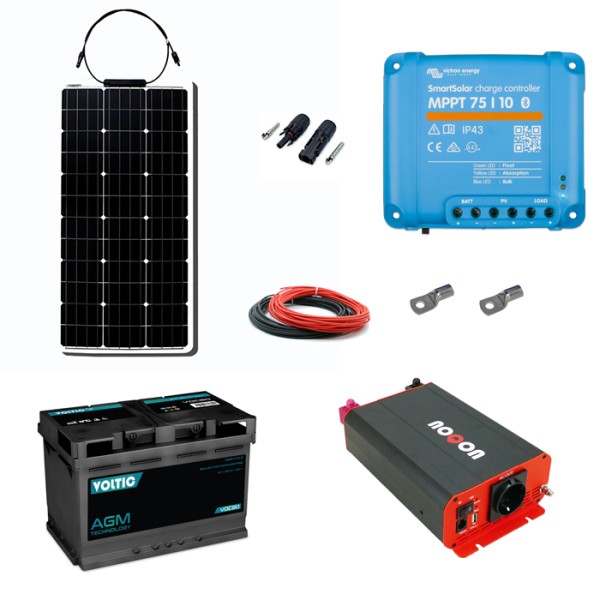Solaranlage Set 80Wp mit Batterie 80Ah(AGM) und 500W-Wechselrichter