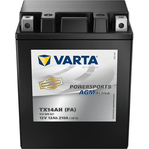 VARTA Powersports AGM ACTIVE YTX14AH-BS 12Ah Motorradbatterie 12V (512909021)