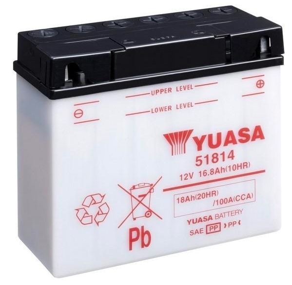 Yuasa 51814 Motorradbatterie 18Ah (DIN 51814) Yumicron 12V