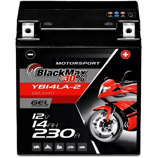 YB14L-A2 Motorradbatterie 12V 14Ah BlackMax Gel CB14L-A2 (DIN 51411)