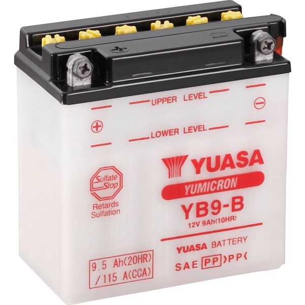 Yuasa YB9-B 9Ah Motorradbatterie (DIN 50914) ohne Batteriesäure