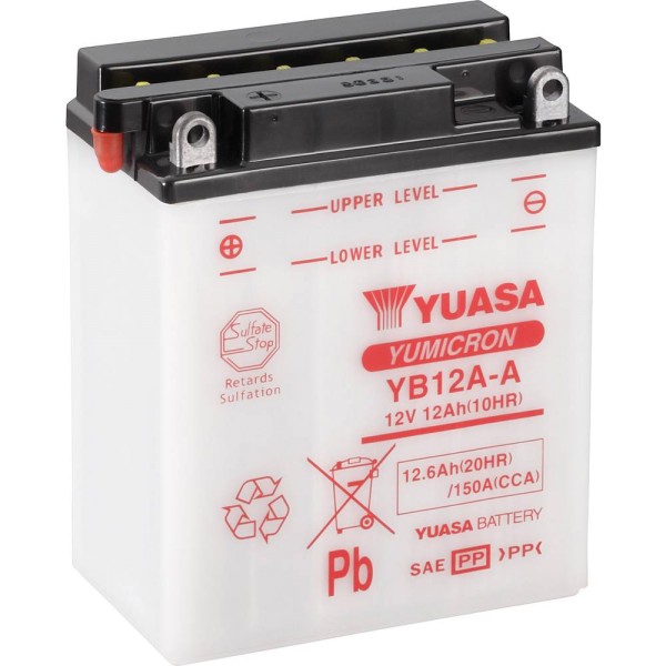 Yuasa YB12A-A Motorradbatterie 12Ah (DIN 51211) Yumicron 12V