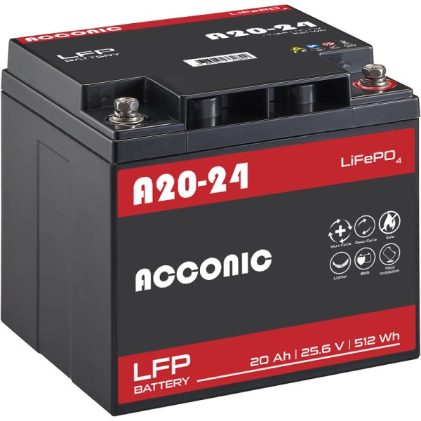 Acconic A20-24 LiFePO4 24V Lithium Versorgungsbatterie 20Ah