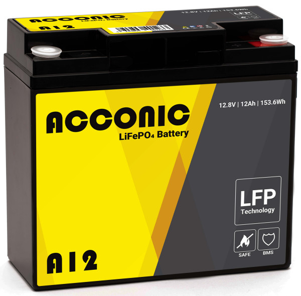 Acconic A12 LiFePO4 12V Lithium Versorgungsbatterie 12Ah