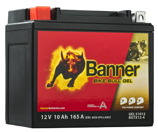 Banner BGTX12-4 Bike Bull GEL 51012 10Ah Motorradbatterie YTX12-BS (DIN 51012)