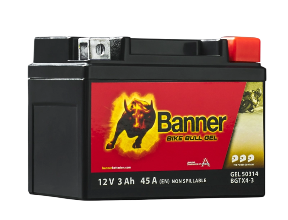Banner BGTX4-3 Bike Bull GEL 50314 3Ah Motorradbatterie YTX4L-BS (DIN 50314)