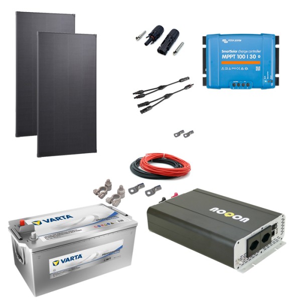 Solaranlage Set 360W mit Batterie 240Ah (EFB) und 2000W-Wechselrichter
