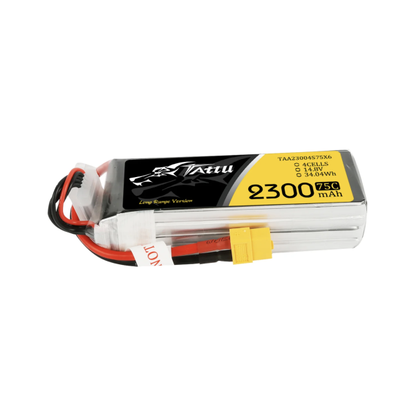 Tattu 2300mAh 14.8V 75C 4S1P Lipo Batterie mit XT60 Stecker TAA23004S75X6
