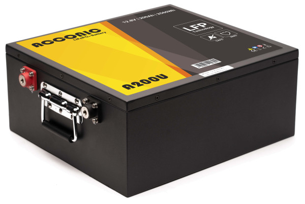 Acconic A200U LiFePO4 12V Lithium Untersitz Versorgungsbatterie 200Ah