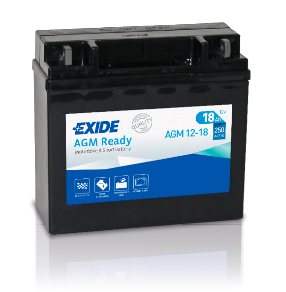 Exide AGM Ready AGM12-19 YTX20L-BS Motorradbatterie 18Ah (DIN82003)