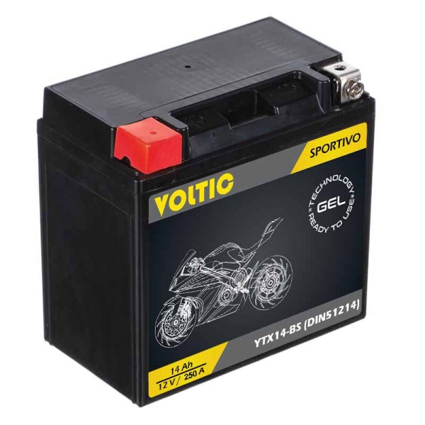 VOLTIC Sportivo GEL YTX14-BS Motorradbatterie 14Ah 12V (DIN 51214)