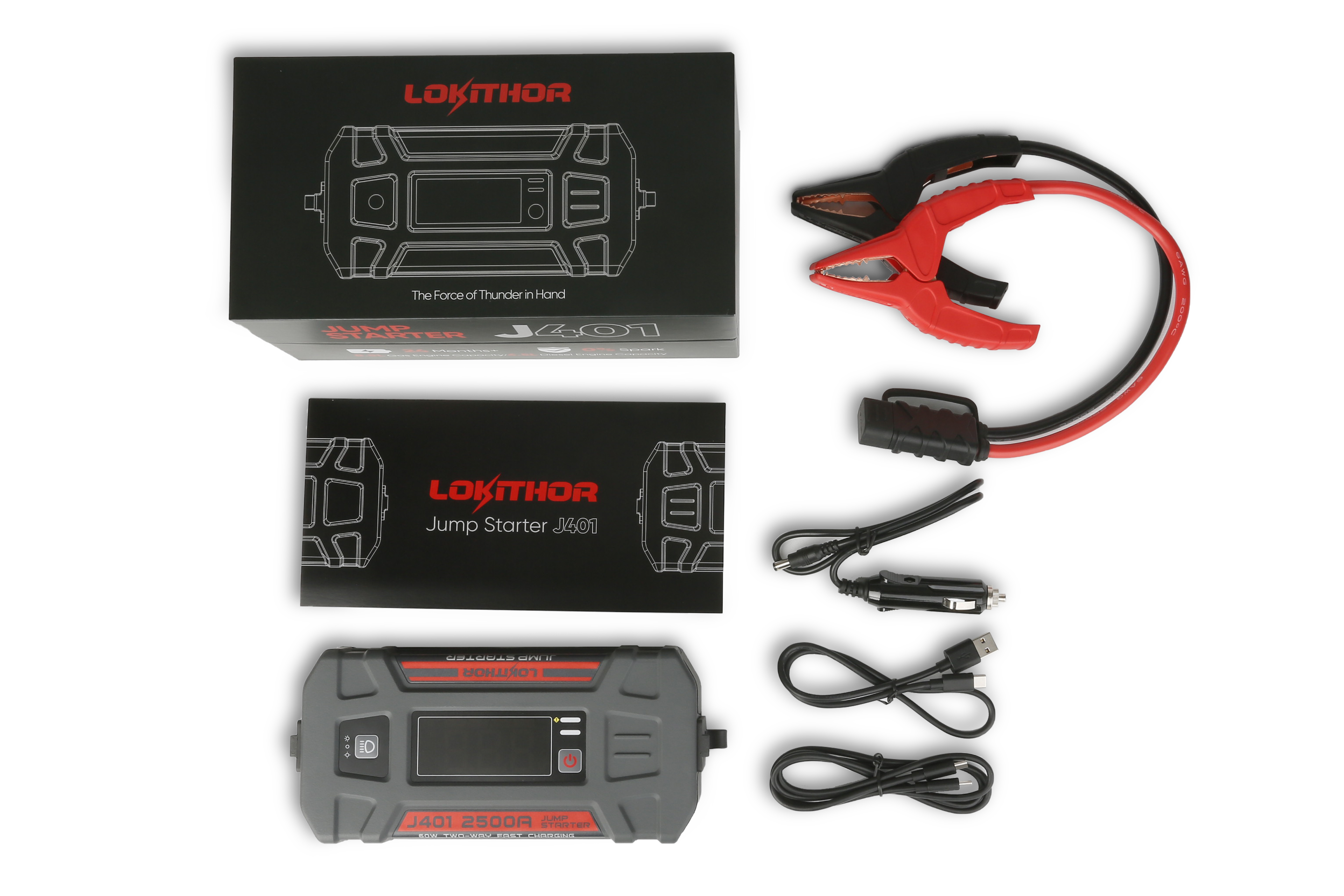 Lokithor Starthilfe-Powerbank AW401, 5 in 1, 12V, 2500A