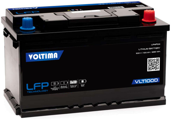 VOLTIMA VLT100D 12V LiFePO4 Lithium Versorgungsbatterie 100Ah mit App