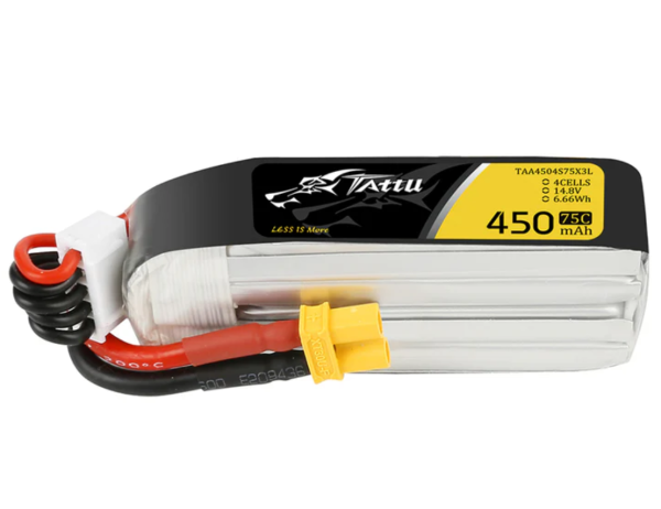 TATTU 450 mAh 14,8 V 75C 4S1P Lipo-Akkupack mit XT30-Stecker – Lange Größe für H-Rahmen TAA4504S75X3