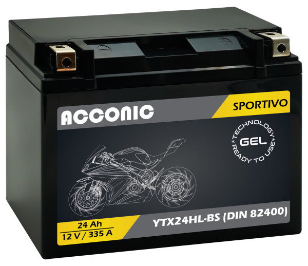 ACCONIC Sportivo GEL YTX24HL-BS Motorradbatterie 24 Ah 12V (DIN 82400)