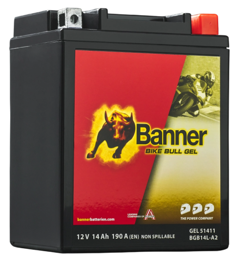 Banner BGB14L-A2 Bike Bull GEL 51411 14Ah Motorradbatterie YTX14AH-BS (DIN 81401)