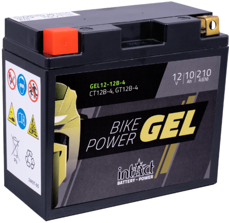 Intact GEL12-12B-4 Bike-Power GEL 10Ah Motorradbatterie (DIN 51015) YT12B-BS