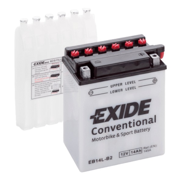 Exide EB14L-B2 Conventional 14Ah Motorradbatterie (DIN 51413) YB14L-B2