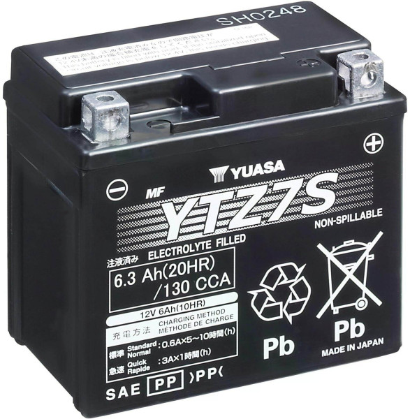 Yuasa YTZ7S AGM 6.3 Ah Motorradbatterie 12V (DIN 50616)