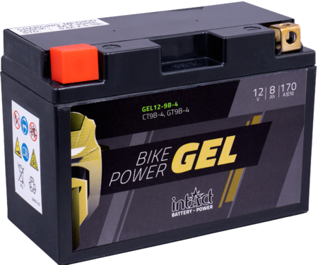 Intact GEL12-9B-4 Bike-Power GEL 8Ah Motorradbatterie (DIN 50801) YT9B-BS, YT9B-4