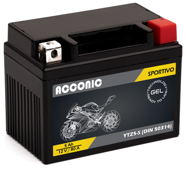 ACCONIC Sportivo GEL YTZ5S Motorradbatterie 5 Ah 12V (DIN 50314)