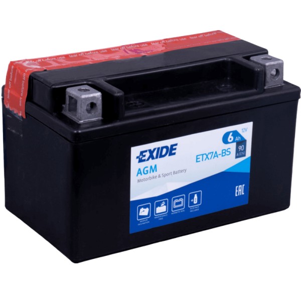Exide ETX7A-BS Bike AGM 6Ah Motorradbatterie (DIN 50615) YTX7A-BS