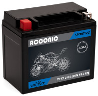 ACCONIC Sportivo AGM YTX12-BS Motorradbatterie 12Ah 12V (DIN 51012)