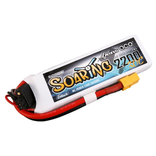 Gens ace 2200mAh 7.4V 30C 2S1P G-Tech Soaring Lipo Batterie mit XT60 Stecker GEA222S30X6GT