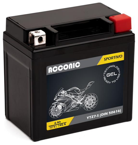 ACCONIC Sportivo GEL YTZ7-S Motorradbatterie 6Ah 12V (DIN 50616)