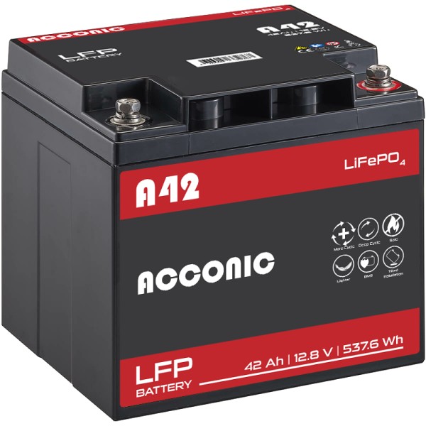 Acconic A42 LiFePO4 12V Lithium Versorgungsbatterie 42Ah